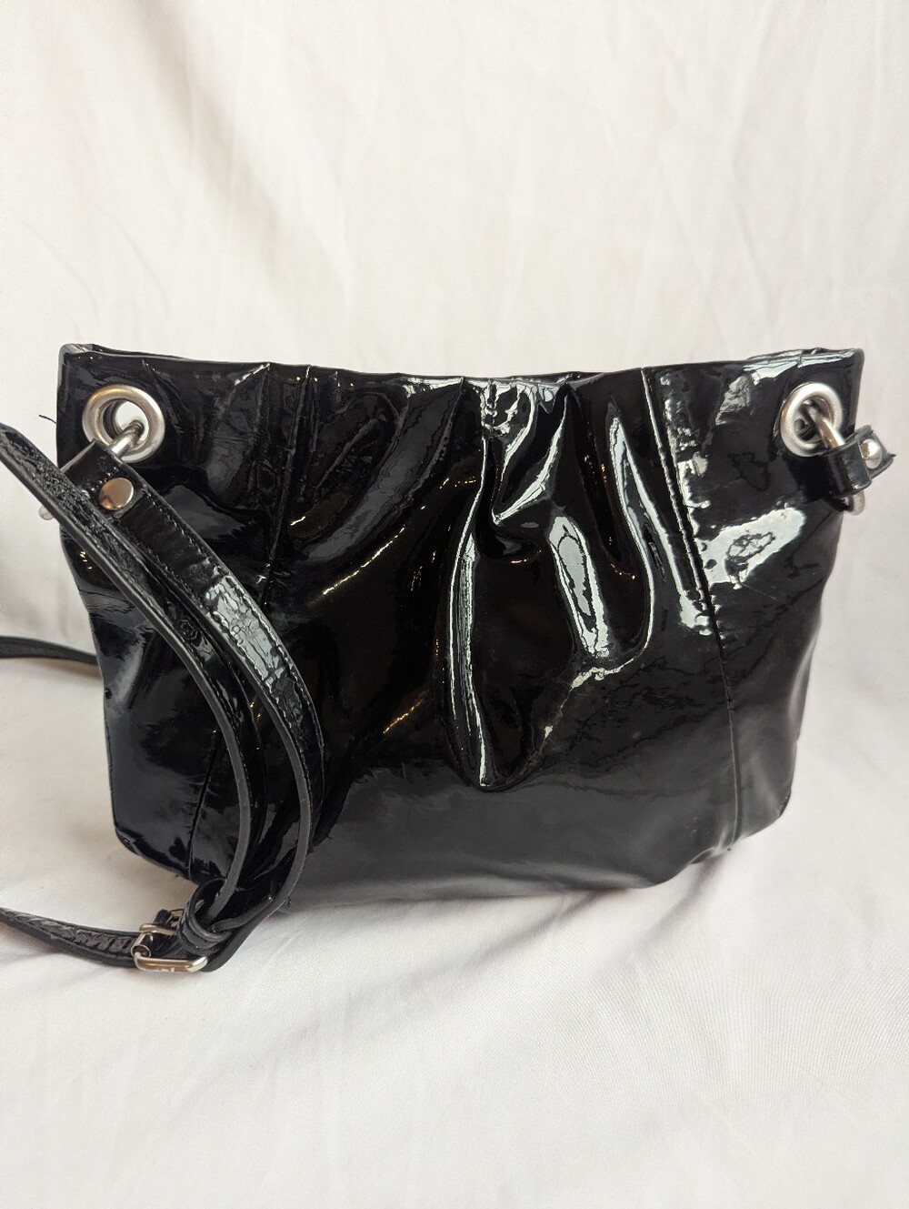 Jessica Black Patent Crossbody Bag Glossy Patent Leather Purse